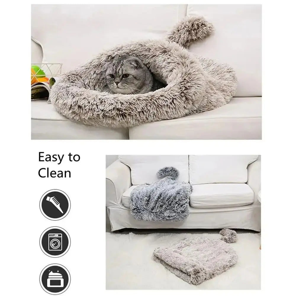 CozzyZoo | Cozy Plush Pet Hideaway Bed - Warm Winter Cat & Dog Sleeping Bag 🐶🐱 pets home